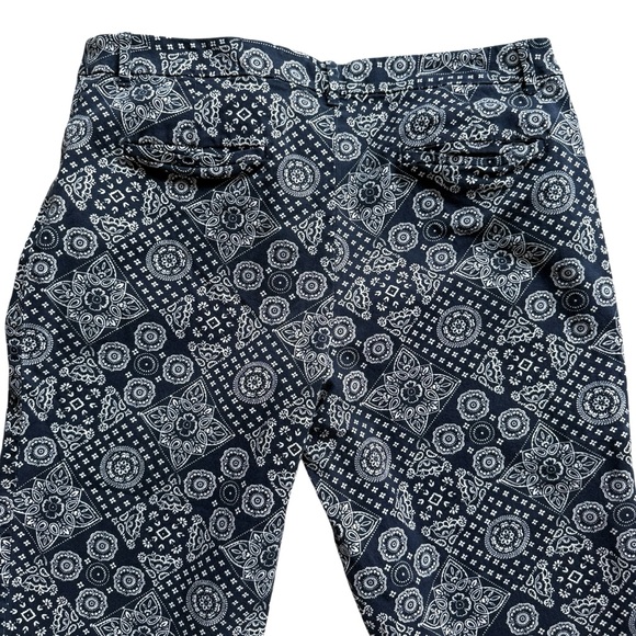 Talbots Womens Capri Pants Size 14 Navy White Paisley Stretch Office Patterned - Picture 6 of 8